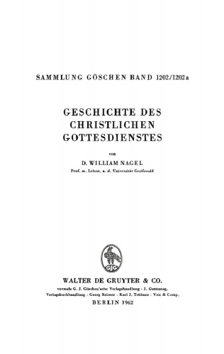 Geschichte des christlichen Gottesdienstes