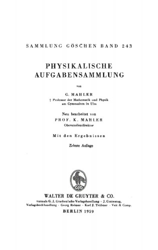 Physikalische Aufgabensammlung