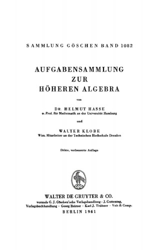 Aufgabensammlung zur höheren Algebra