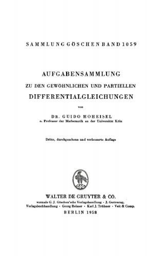 Aufgabensammlung zu den gewöhnlichen und partiellen Diffenrentialgleichungen