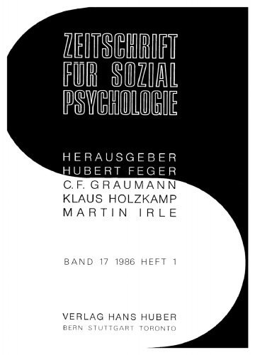 Zeitschrift für Sozialpsychologie: Band 17, Heft 1 1986