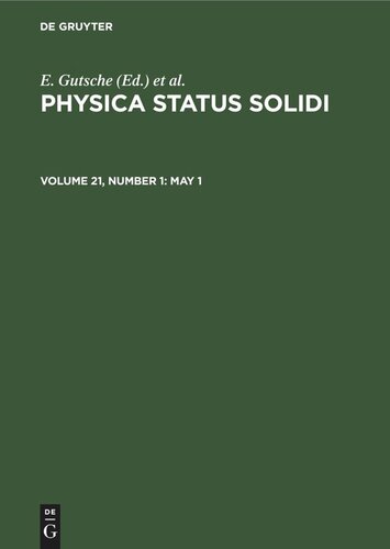 Physica status solidi: Volume 21, Number 1 May 1