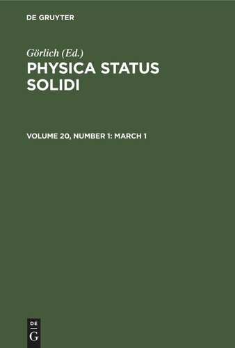 Physica status solidi: Volume 20, Number 1 March 1
