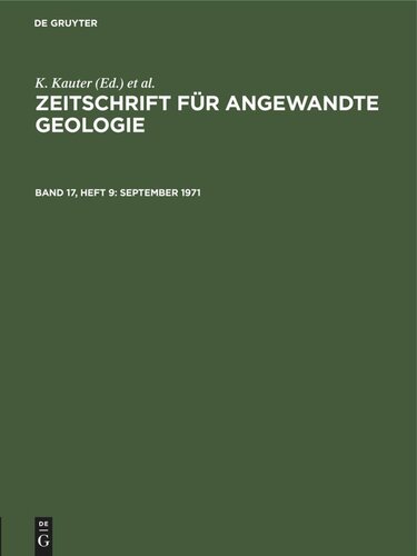 Zeitschrift für Angewandte Geologie: Band 17, Heft 9 September 1971