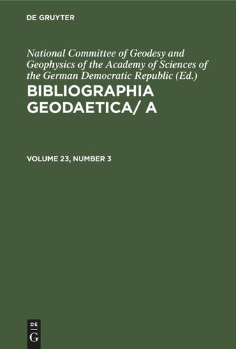Bibliographia Geodaetica/ A: Volume 23, Number 3