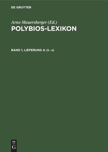 Polybios-Lexikon: Band 1, Lieferung 4 (lambda - o)
