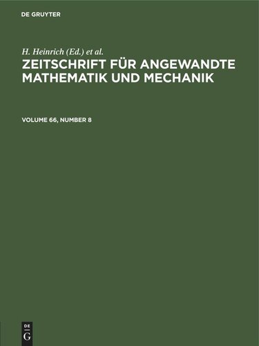 Zeitschrift für Angewandte Mathematik und Mechanik: Volume 66, Number 8