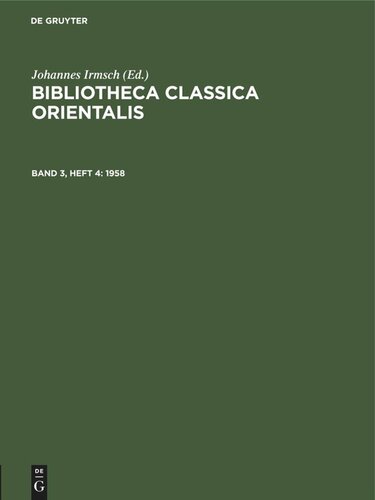Bibliotheca Classica Orientalis: Band 3, Heft 4