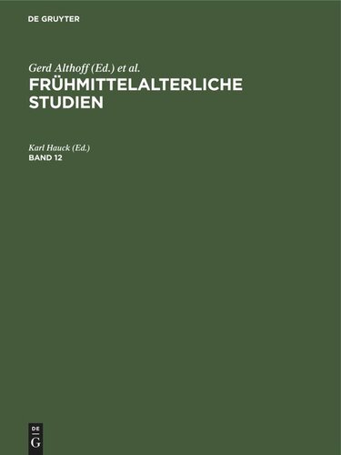 Frühmittelalterliche Studien: Band 12