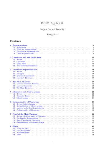 Algebra II: Lecture Notes
