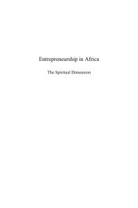 Entrepreneurship in Africa : The Spiritual Dimension