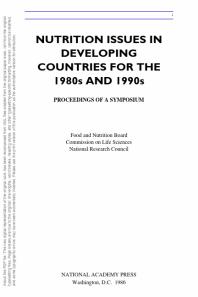 Nutrition Issues in Developing Countries for the 1980s And 1990s : Proceedings of a Symposium