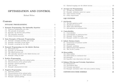 Optimisation and Control