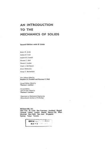 Introduction to the Mechanics of Solids: In S.I.Units