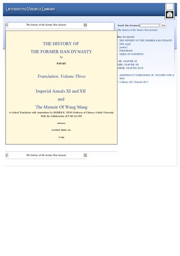 The History of the Former Han Dynasty A Critical Translation with Annotations Translation, Volume 3
