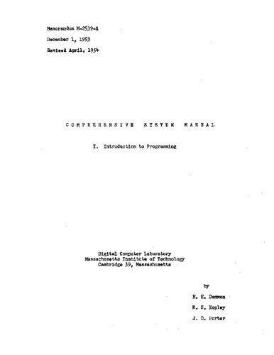 M-2539: Comprehensive Systems.·Manual: Part I, . Introduction to Programming