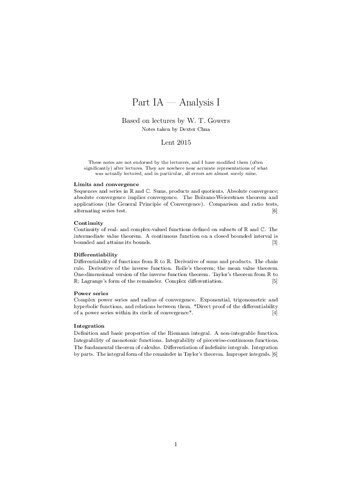 Analysis I