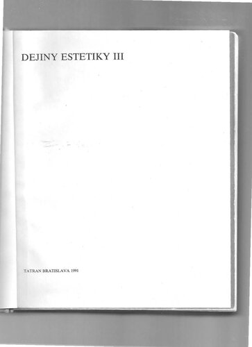 Dejiny estetiky III: Novoveká estetika