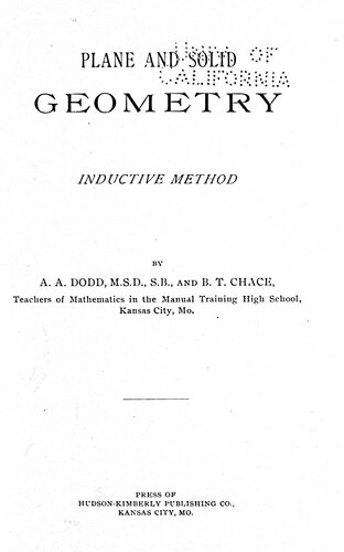 Plane and Solid Geometry: Inductive Method