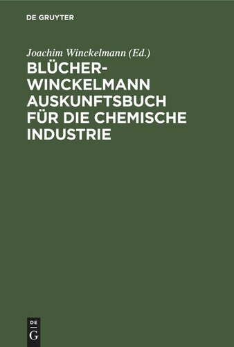Blücher-Winckelmann Auskunftsbuch für die chemische Industrie