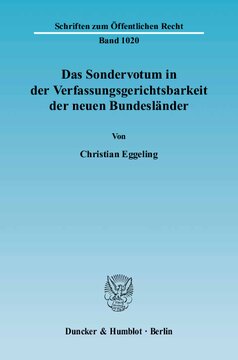Das Sondervotum in der Verfassungsgerichtsbarkeit der neuen Bundesländer