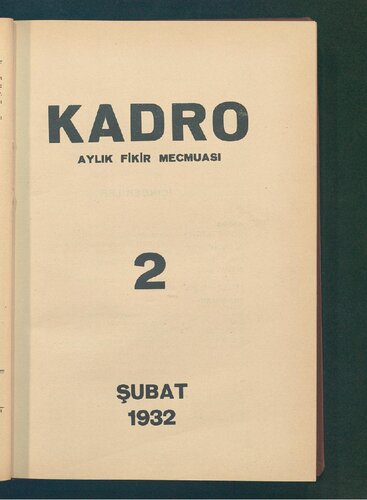 Kadro Dergisi: Aylık Fikir Mecmuası (Sayı 2)