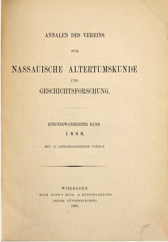 Annalen des Vereins für Nassauische Altertumskunde und Geschichtsforschung