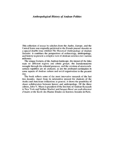 Anthropological history of Andean polities