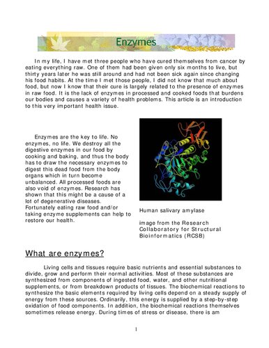 Enzymes Compilation and Raw food cure