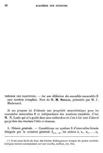 Sur une definition des ensembles mesurables B sans nombres transfinis