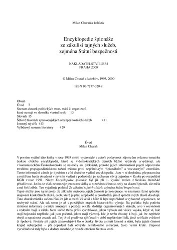 Encyklopedie špionáže: ze zákulisí tajných služeb, zejména Státní bezpečnosti