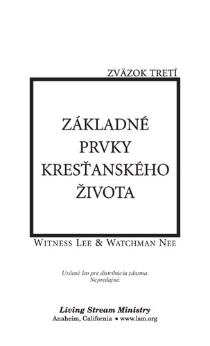 Základné prvky kresťanského života III