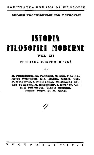 Istoria Filosofiei Moderne Vol. III Perioada Contemporană