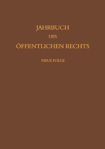 Jahrbuch Des Offentlichen Rechts Der Gegenwart (German Edition)