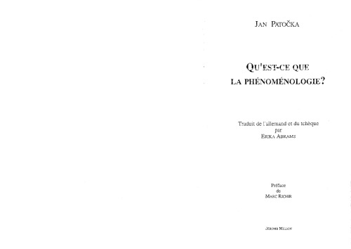 Qu'est-ce que la phénoménologie ?