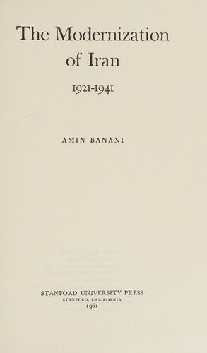 The Modernization of Iran, 1921-1941