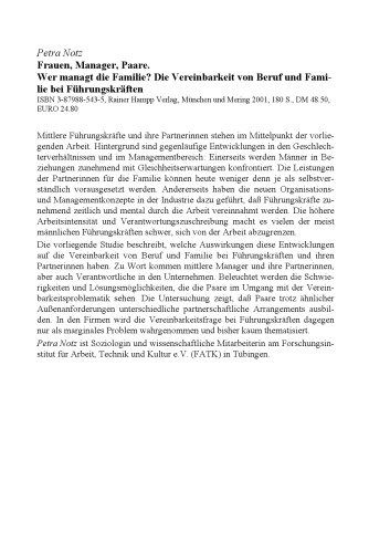 Frauen, Manager, Paare. Wer managt die Familie?