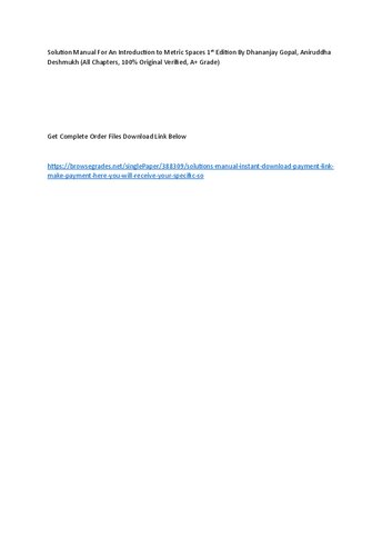 Solution Manual An Introduction to Metric Spaces