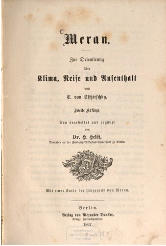 Meran. Zur Orientierung über Klima, Reise und Aufenthalt