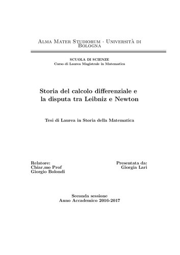 Storia del calcolo differenziale e la disputa tra Leibniz e Newton