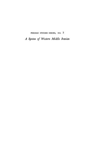 A Syntax of Western Middle Iranian