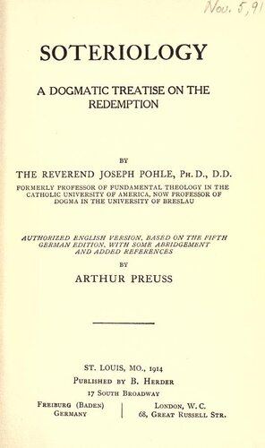 Soteriology: A Dogmatic Treatise on the Redemption