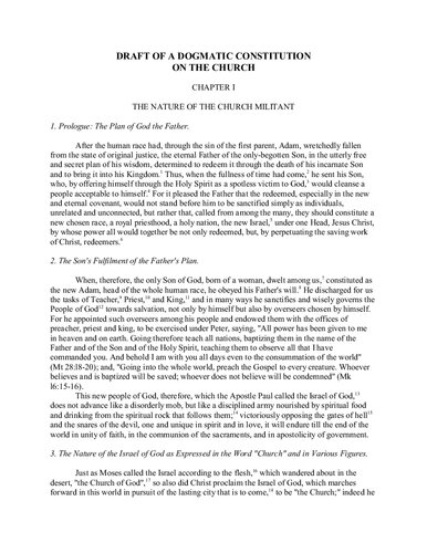 Draft of a Dogmatic Constitution on the Church (De Ecclesia)