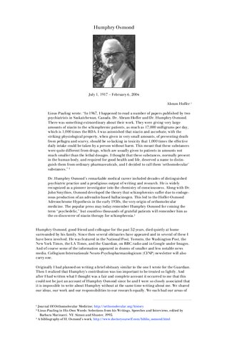 LSD Niacin Vitamin B3 Research - Humphry Osmond (1917-2004) obituary by Abram Hoffer MD PhD.pdf