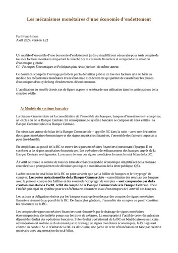 Les mécanismes monétaires d’une économie d’endettement V1.22
