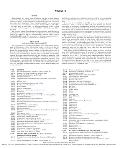 Mathematics Subject Classification (MSC2010)