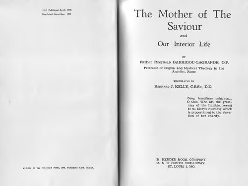 Mother of the Saviour and Our Interior Life