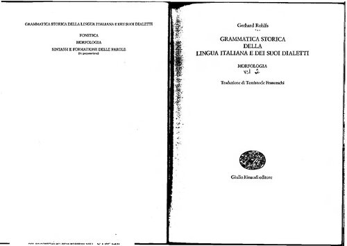 Grammatica storica della lingua italiana (vol. 2): Morfologia