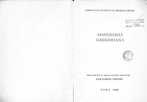 Semiologia gregoriana: Note raccolte dalle lezioni