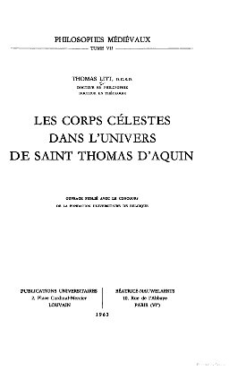 Les corps célestes dans l'univers de saint Thomas d'Aquin